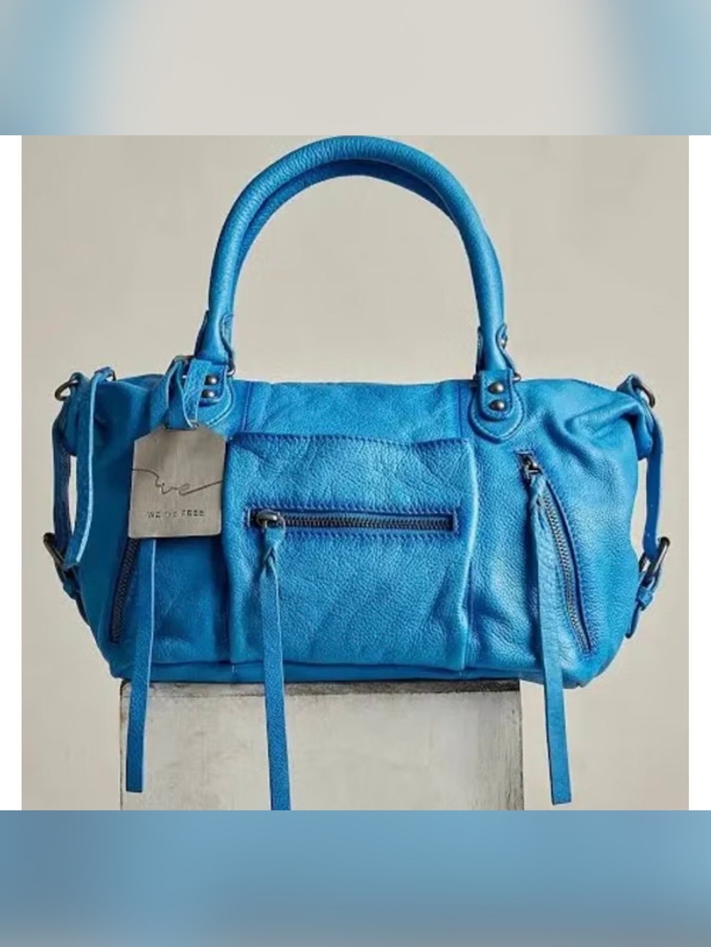 Free People Sold Out NWT We The Free Baby Emerson Tote Bag in Santorini Blue